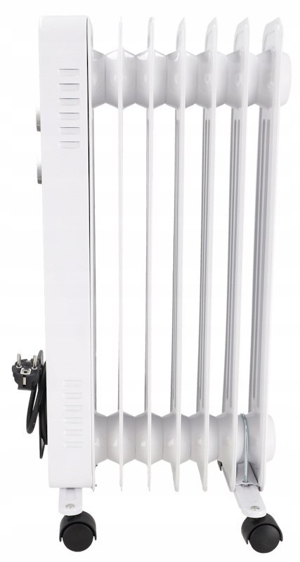 Kompaktowy Grzejnik Olejowy Dedra: 1500W, 7 Żeber, Termostat, Kółka, Bezpieczny