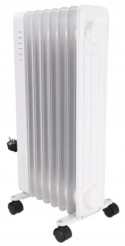 Kompaktowy Grzejnik Olejowy Dedra: 1500W, 7 Żeber, Termostat, Kółka, Bezpieczny