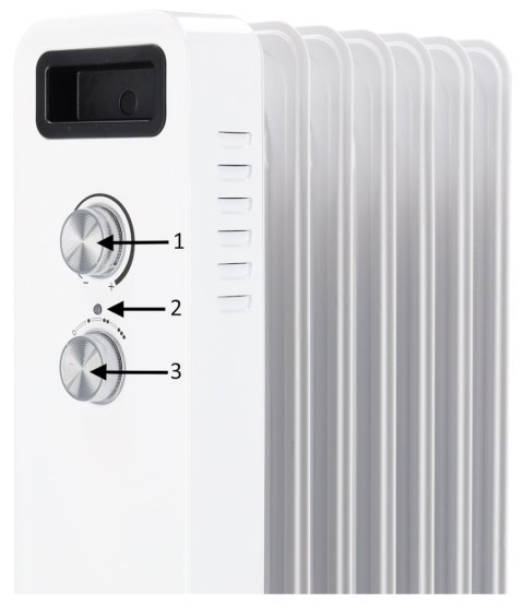 Kompaktowy Grzejnik Olejowy Dedra: 1500W, 7 Żeber, Termostat, Kółka, Bezpieczny