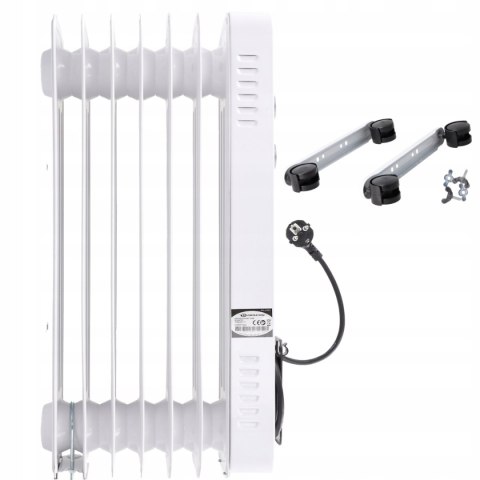 Kompaktowy Grzejnik Olejowy Dedra: 1500W, 7 Żeber, Termostat, Kółka, Bezpieczny