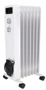 Kompaktowy Grzejnik Olejowy Dedra: 1500W, 7 Żeber, Termostat, Kółka, Bezpieczny
