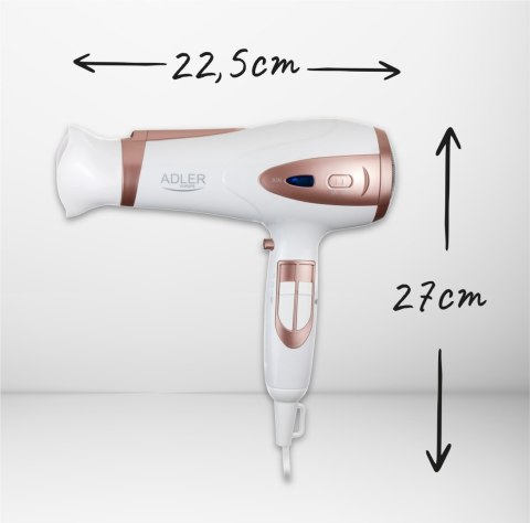 Suszarka Do Włosów 2200W Z Dyfuzorem Jonizacja Biała Adler Ad2248 Mocna