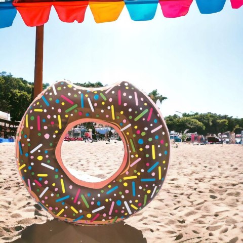 Dmuchane Koło Do Pływania Pączek Donut Kolorowy Materac Dla Dzieci 60 Cm