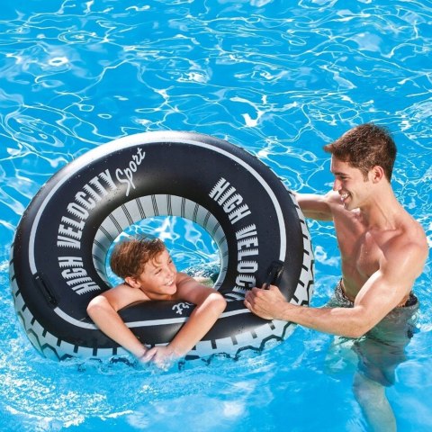Koło Do Pływania Plażowe Opona Dmuchane Kółko Materac Pływanie Czarny 90Cm