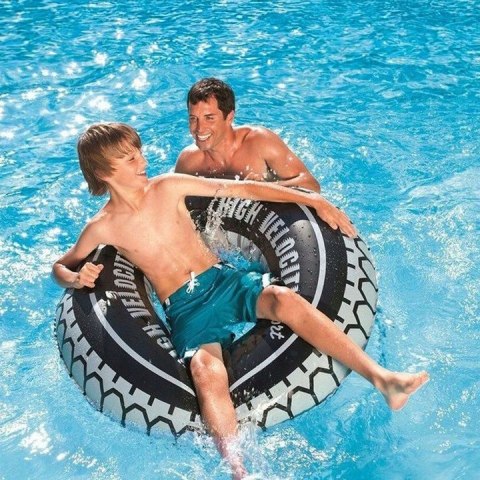 Koło Do Pływania Plażowe Opona Dmuchane Kółko Materac Pływanie Czarny 90Cm
