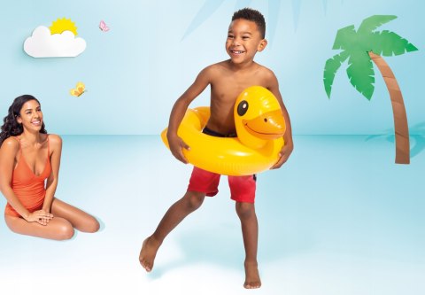 Radosne Dmuchane Koło Plażowe Dla Dzieci - Zwierzątka Intex 59220