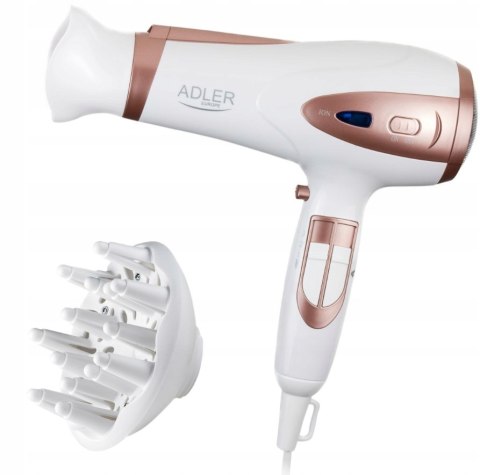 Suszarka Do Włosów Adler Ad 2248 Funkcja Jonizacji Z Dyfuzorem 2400 W Biała