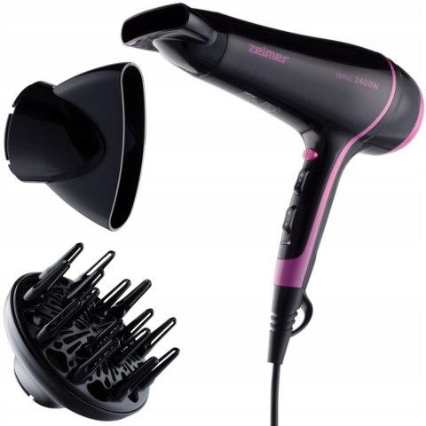 Suszarka Do Włosów Zelmer Zhd8360 2400W Jonizacja Z Dyfuzorem Czarna