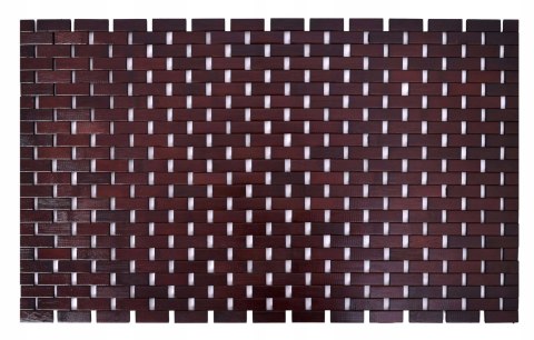 Drewniana Mata Łazienkowa Bambusowa Brązowa Dywanik 80X50cm Mocny