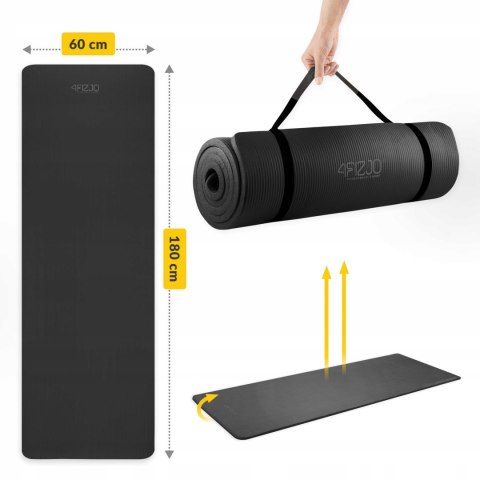 Gruba Mata Gimnastyczna Do Ćwiczeń Jogi Fitness 1Cm Nbr Z Uchwytem Wygodna