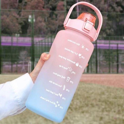 Butelka Motywacyjna Bidon Na Wodę Ze Słomką Uchwyt Miarka 2000Ml Fitness