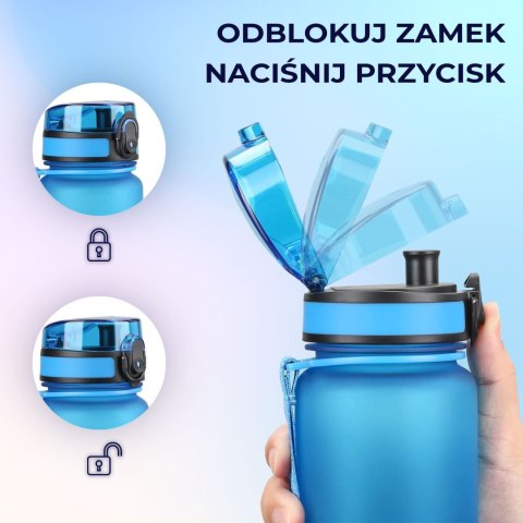 Butelka Na Wodę Z Tritanu 500Ml Bidon Z Miarką Niebiesko-Turkusowy Fitness