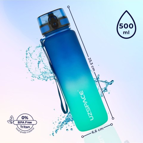Butelka Na Wodę Z Tritanu 500Ml Bidon Z Miarką Niebiesko-Turkusowy Fitness