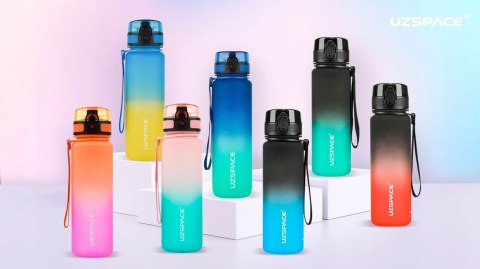Butelka Na Wodę Z Tritanu 500Ml Bidon Z Miarką Niebiesko-Turkusowy Fitness