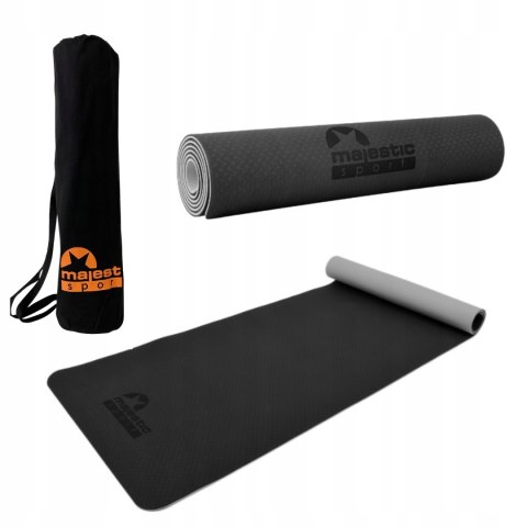Mata Do Ćwiczeń Jogi Fitness Pilates Majestic Tpe 183X61x0.6 Cm Szara