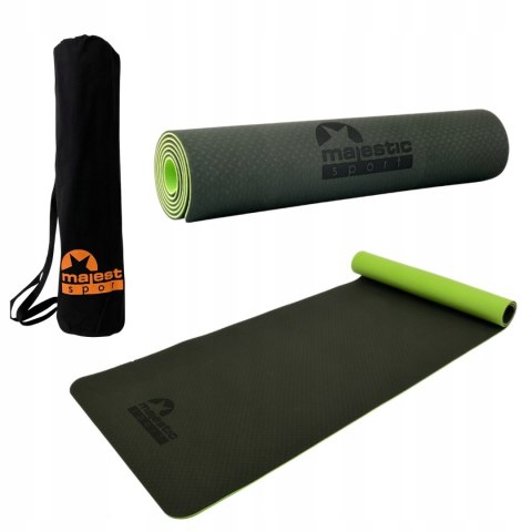 Mata Do Ćwiczeń Majestic Yoga 183X61x0,6Cm Zielona Tpe Antypoślizgowa Torba