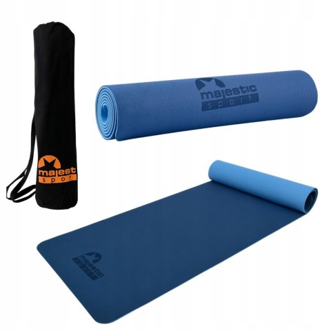 Mata Do Ćwiczeń Majestic Yoga Niebieska 183X61cm Tpe Antypoślizgowa + Torba