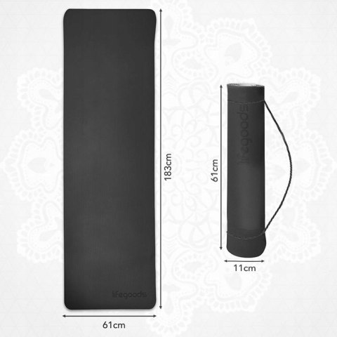 Mata Do Jogi Fitness Pilates Tpe Antypoślizgowa 183X61x6mm Z Paskiem