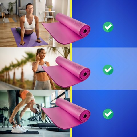 Różowa Mata Do Ćwiczeń Joga Fitness Pilates Antypoślizgowa Gruba Nbr Fizyo