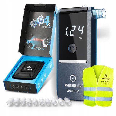 Alkomat Promiler Isober 30, Elektrochemiczny + 10 Ustników + Etui