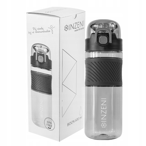 Bidon Na Wodę Sok Butelka Tritanowa Bpa Free Inzeni 0,6L Czarny Fitness
