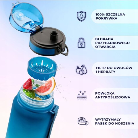 Bidon Sportowy Na Siłownię 0.5L Butelka Z Tritanu Czarno-Czerwona Mocna