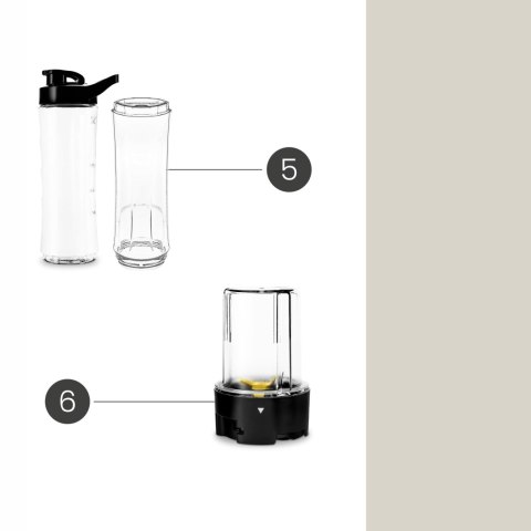 Blender Kielichowy Do Koktajli 4W1 Młynek Kawy Tytanowy + 2 Bidony Kubki