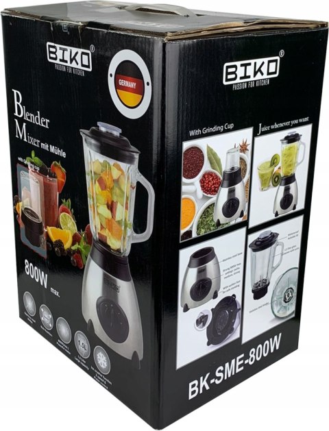 Blender Kielichowy Szklany Biko 800W 1.5L 2 Prędkości Pulse Kruszenie Lodu