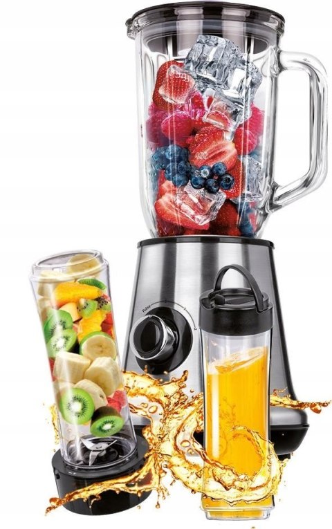Blender Kielichowy Zestaw Srebrny/Szary 450W Mocny Wydajny Mpm Mbl-15M