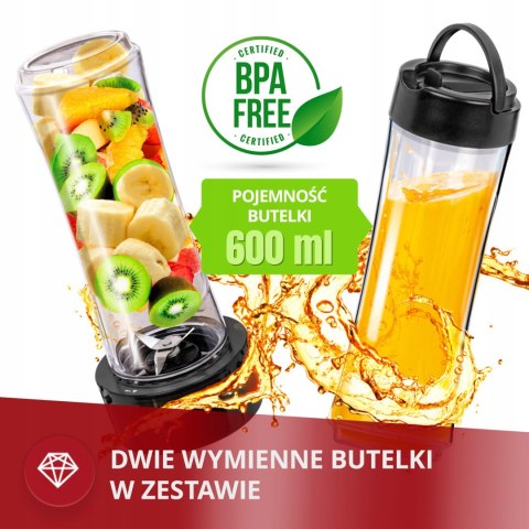 Blender Kielichowy Zestaw Srebrny/Szary 450W Mocny Wydajny Mpm Mbl-15M