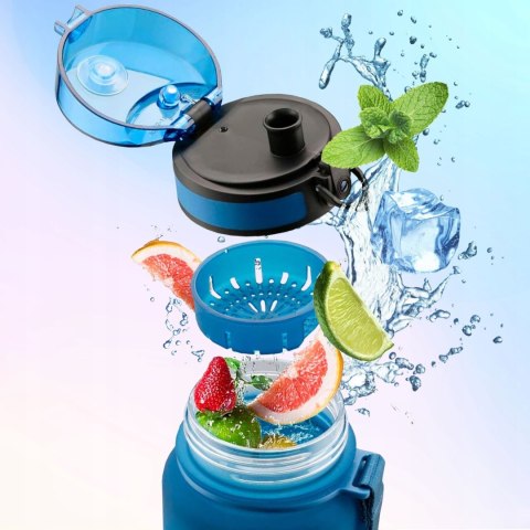 Butelka Bidon Na Wodę Sportowy 500 Ml Tritan Motywacyjny Czarno-Biały Do Tr