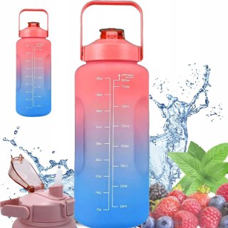 Butelka Motywacyjna Bidon Na Wodę 2L Ze Słomką Uchwytem I Miarką 2000Ml