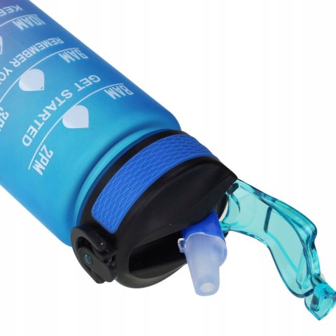 Butelka Na Wodę Bidon Z Miarką Słomką Motywacyjna Siłownia Fitness 1000Ml