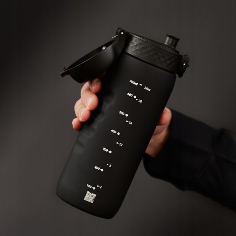 Czarny Bidon Sportowy 0.75L Elegancki Na Wodę Na Siłownię Fitness Ion8
