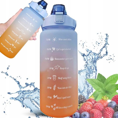 Duża Butelka Motywacyjna Ze Słomką I Uchwytem 2L Bidon Na Wodę 2000Ml