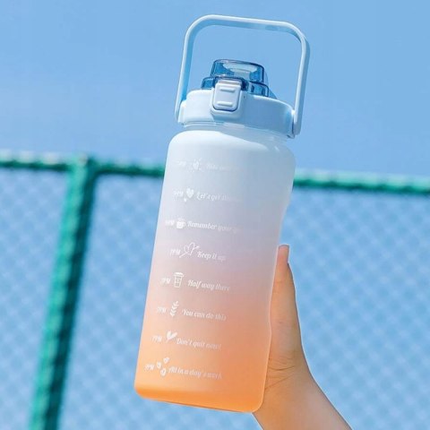 Duża Butelka Motywacyjna Ze Słomką I Uchwytem 2L Bidon Na Wodę 2000Ml