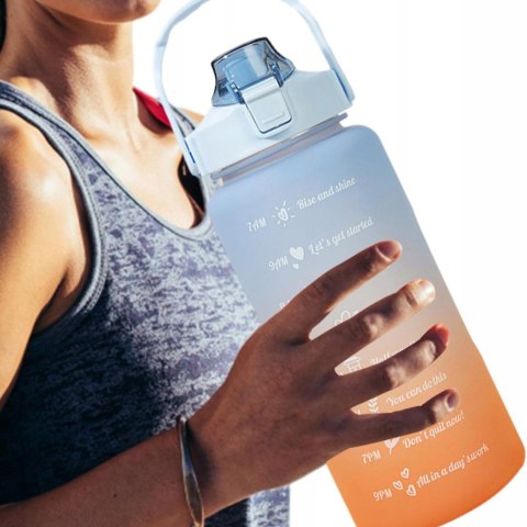 Duża Butelka Motywacyjna Ze Słomką I Uchwytem 2L Bidon Na Wodę 2000Ml