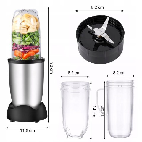Robot Kuchenny Blender Wielofunkcyjny 250W 2 Kubki 470Ml Ostrze Inox