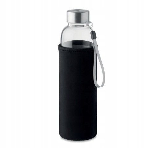 Szklana Butelka Na Wodę 0,5L Bidon Z Neoprenowym Pokrowcem Czarna Mocna