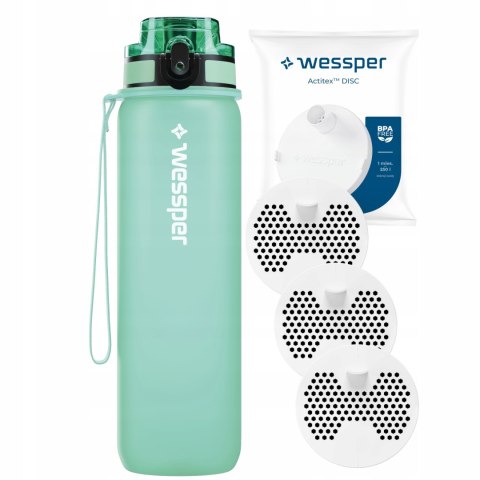 Butelka Wessper Activemax 1L Z Filtrami Actitex Disc - Turkusowa