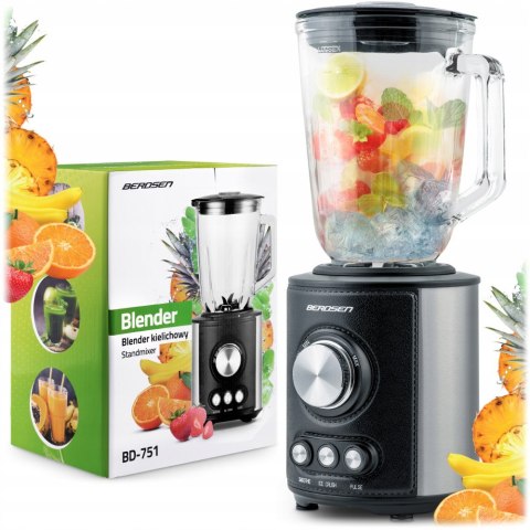 Duży Blender Kielichowy Berdsen Bd-751 800W Szklany Kielich 1.5L 3 Tryby