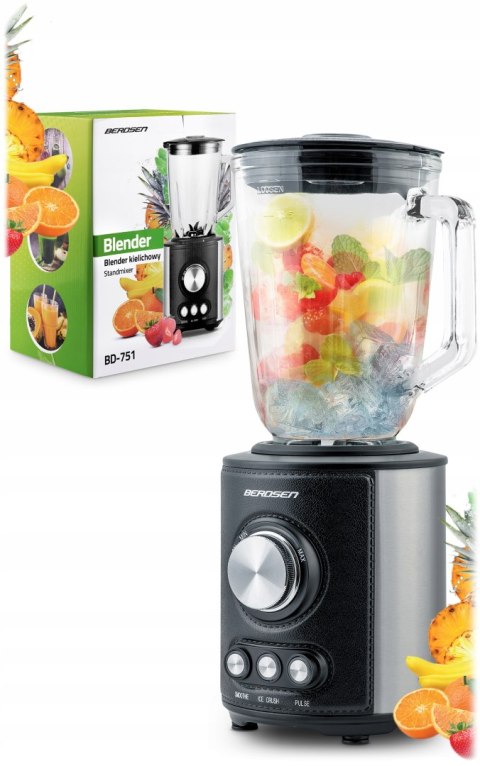 Duży Blender Kielichowy Berdsen Bd-751 800W Szklany Kielich 1.5L 3 Tryby