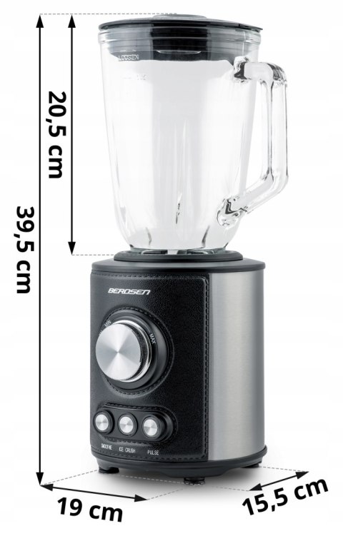 Duży Blender Kielichowy Berdsen Bd-751 800W Szklany Kielich 1.5L 3 Tryby