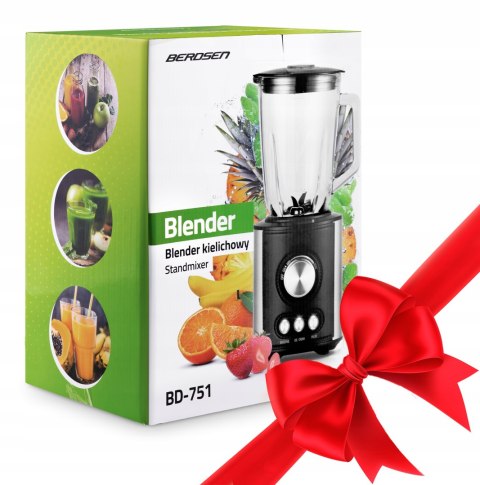 Duży Blender Kielichowy Berdsen Bd-751 800W Szklany Kielich 1.5L 3 Tryby