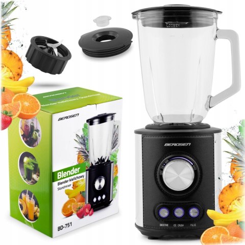Duży Blender Kielichowy Berdsen Bd-751 800W Szklany Kielich 1.5L 3 Tryby