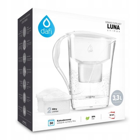 Dzbanek filtrujący Dafi Luna 3,3 l, biały, z 2 wkładami Unimax