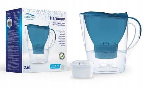 Dzbanek Aqualogis Harmony 2,6 l z 12 wkładami Pure+, niebieski