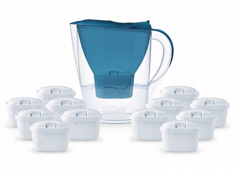 Dzbanek Aqualogis Harmony 2,6 l z 12 wkładami Pure+, niebieski