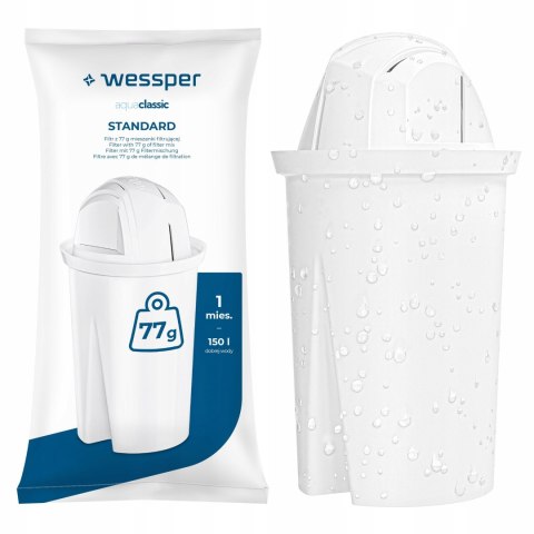 Dzbanek Szklany Wessper D2 Borosilicate 3,3L + 1X Filtr Wessper Aquaclassic