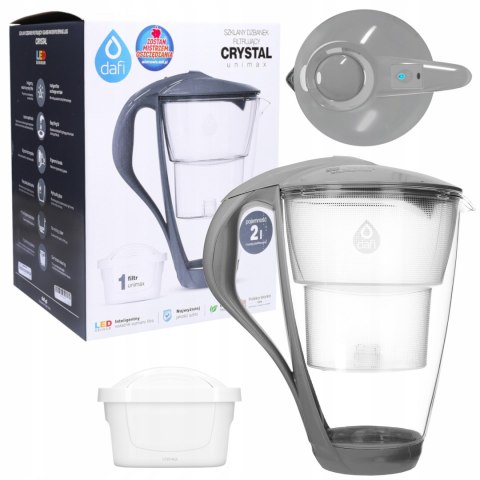 Szklany Dzbanek Filtrujący Dafi Crystal 2L Szary + 1X Filtr Dafi Unimax